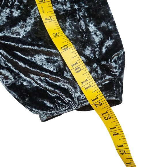 Gorgeous Free People Crushed Velvet Puff Sleeve V-Neck Bodysuit Charcoal Gray S - Picture 16 of 16